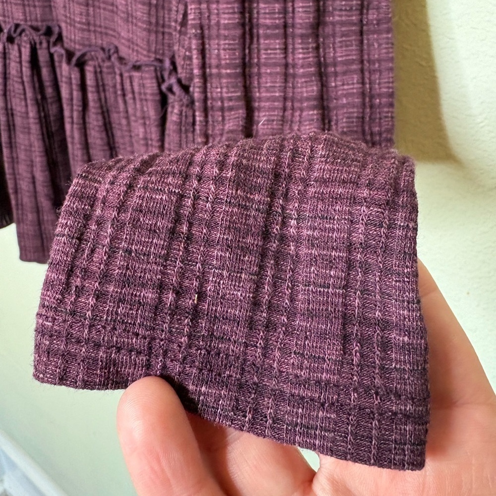 Altar'd State Women's Ruffle-Neck Peplum Top - Plum Plaid Medium - Picture 3 of 6